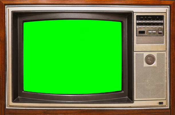 istock Front view, classic, vintage old TV blank screen, close up 1461069383