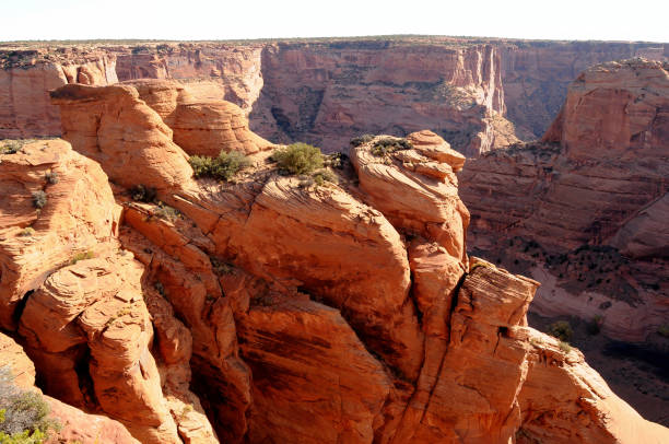 Canyon de Chelly National Monument, Arizona, USA - steep rock cliffs in the canyon in ochre, yellow and red hues