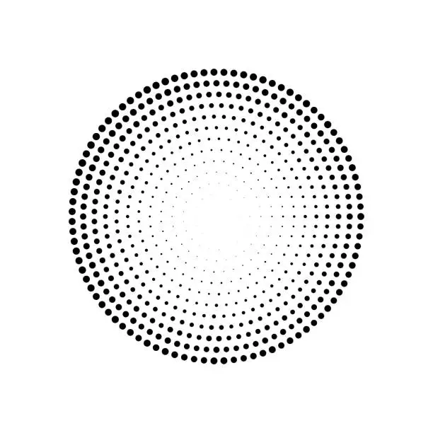 Vector illustration of Geometric halftone dotted black circle
