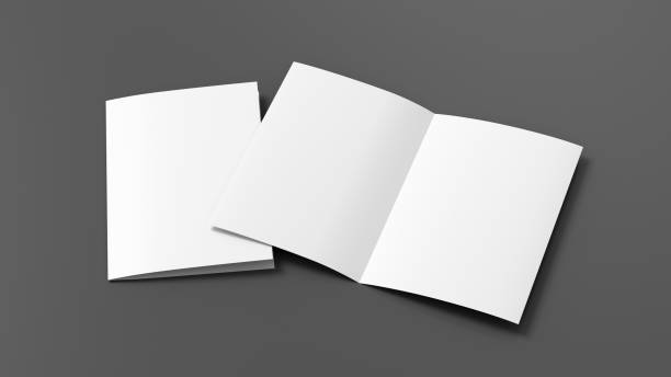 istock Half-folded flyer A4 booklet mock up on gray background 1461083075