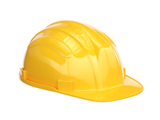 istock Yellow hard hat, safety helmet isolated on white background 3d rendering 1461085263