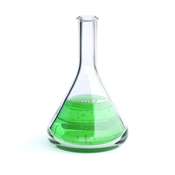istock Laboratory glassware filed with green liquid, magic potion 3d rendering 1461085429
