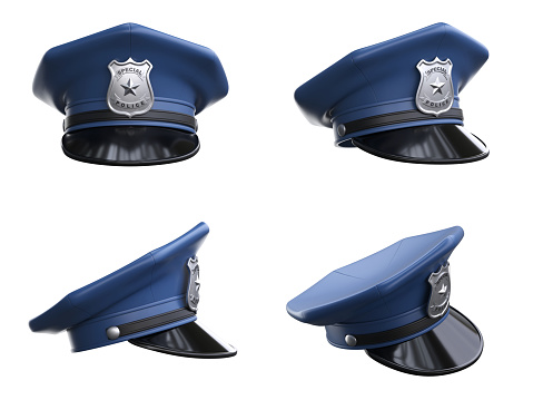 Policeman hat from various angles 3d rendering