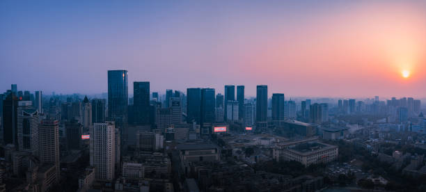 istock Chengdu urban skyline at dusk 1461087782