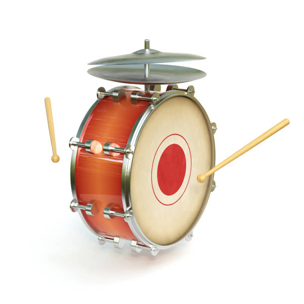 bass drum instrument isolated on white background 3d rendering - bass drum imagens e fotografias de stock