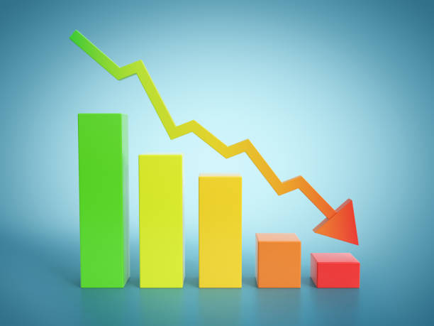 istock Business financial crash concept, colorful decline chart 3d rendering 1461090981