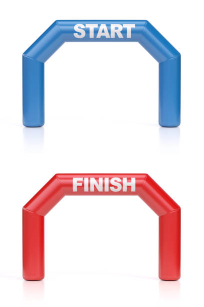 istock Inflatable gates as start and finish line on white background 3d rendering 1461091329