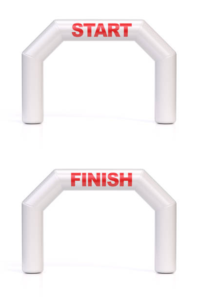 istock Inflatable gates as start and finish line on white background 3d rendering 1461091357