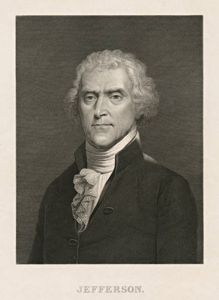 illustrazioni stock, clip art, cartoni animati e icone di tendenza di thomas jefferson - 3° presidente degli stati uniti incisione 1890 - presidente degli stati uniti