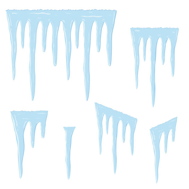 illustrazioni stock, clip art, cartoni animati e icone di tendenza di struttura del ghiaccio. ghiaccioli isolati su bianco. bordo della linea ghiaccioli senza cuciture. elemento di design vettoriale. - icicle hanging snow moving down