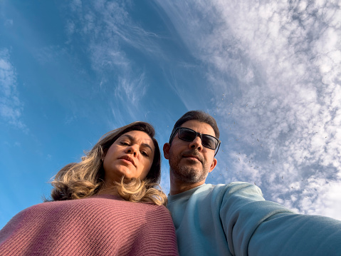 Portrait, Couple, Adult, Background, Blue Sky
