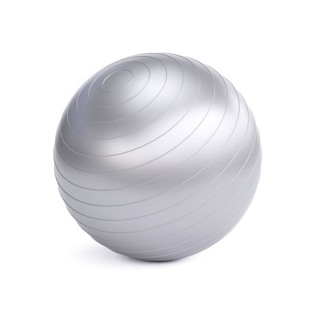 istock Silver fitness ball isolated on white background 3d rendering 1461097048