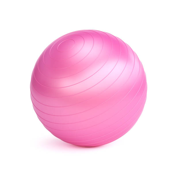 istock Pink fitness ball isolated on white background 3d rendering 1461097156