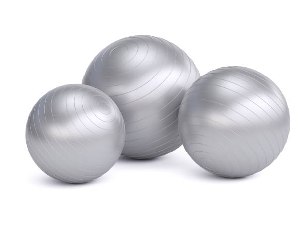 istock Three  fitness balls isolated on white background 3d rendering 1461097232