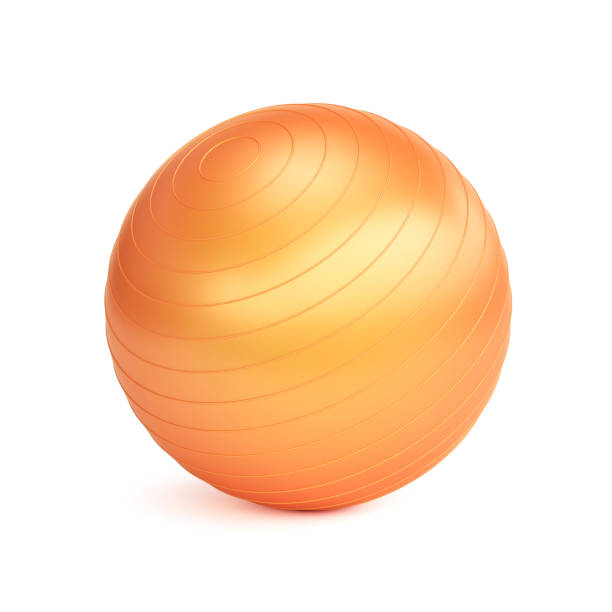 istock Orange fitness ball isolated on white background 3d rendering 1461097270