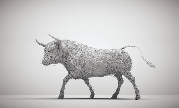 istock Bull made of wires. Powerful and complex concept. 1461098973