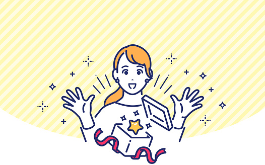 Simple vector illustration material of a young woman who grabs a chance
