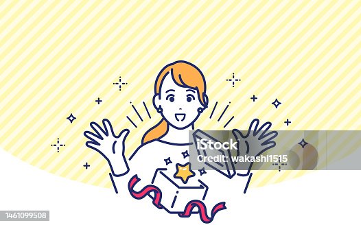 istock Simple vector illustration material of a young woman who grabs a chance 1461099508