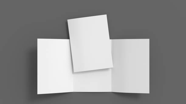 istock Trifold brochure A4 booklet mockup on gray background 1461100417