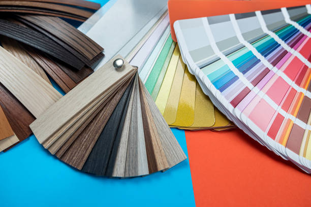 istock different sepmler color palettes arranged with a fan on the table isolated. 1461101823