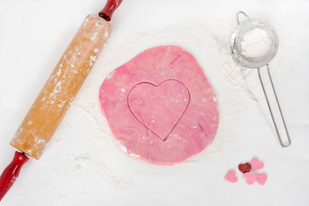 Pink Valentine Heart Cookie in the Making stock photo