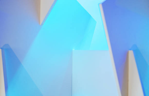 istock Abstract geometric shapes blue and purple neon light background 1461104440