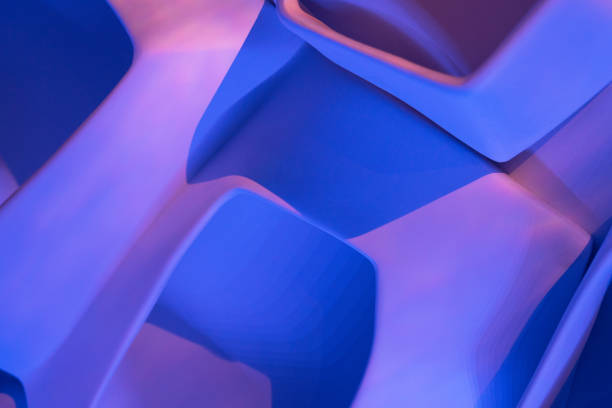 istock Abstract shapes purple neon light background 1461107653
