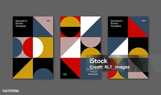 istock Poster set design template with abstract geometric graphics — Jones System, IpsumCo Series 1461110986