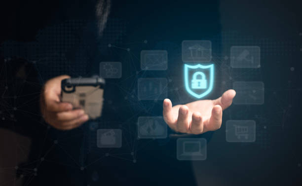 istock Concept of cyber security in mobile or tablet transactions. internet security Identity Theft Protection. Business,  Finance, Online Shopping,  protection of personal information. 1461111809
