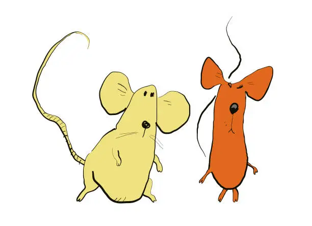 Vector illustration of Cute Drawing Mice