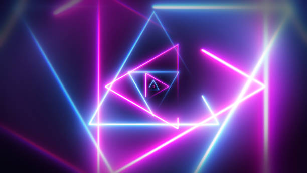 istock Blue and purple neon tunnel made by triangles 1461120371