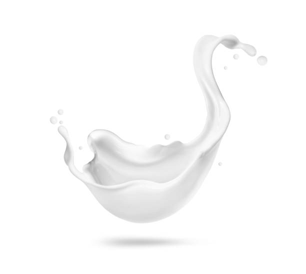 istock Milky splashes and drops in the air isolated on a white background 1461120913