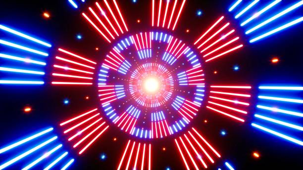 istock Glowing Red and Blue Light Beam VJ Art 1461121655