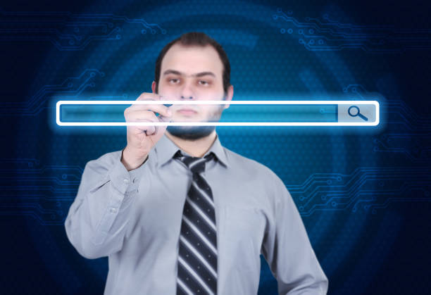 istock Businessman drawing searching information. 1461123070