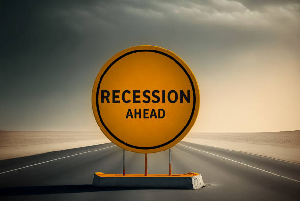 istock Road sign with the message Recession Ahead 1461126542
