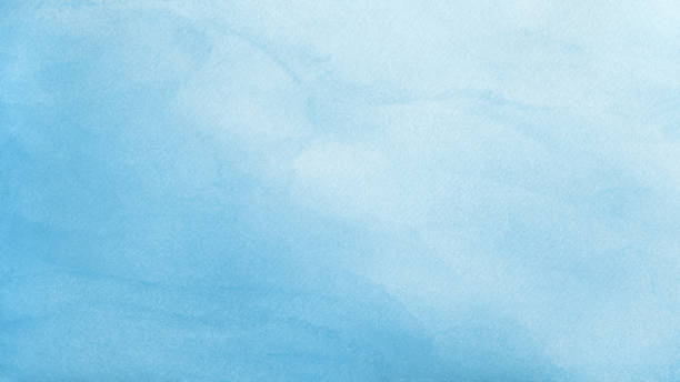 Abstract blue watercolor gradient paint on texture paper background.