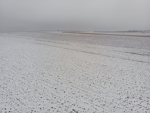 Plowed fields in winter