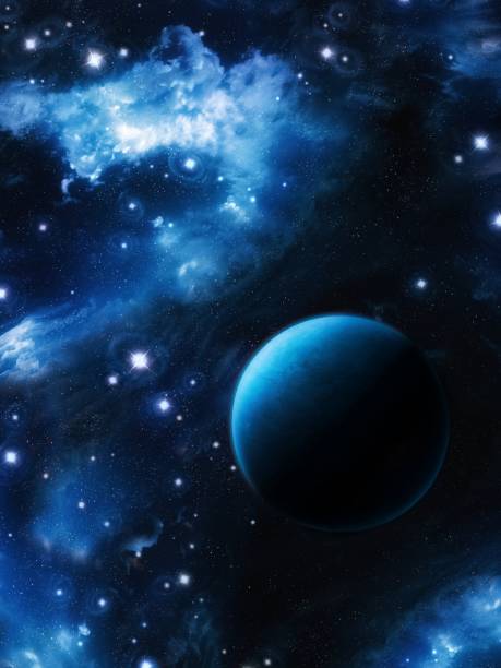 istock Alien planet against the background of a bright stellar nebula. 1461131892