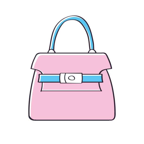 Pink luxury handbag or purse clutch bag Pink luxury women handbag or purse clutch bag isolated vector illustration cosmetic bag clip art stock illustrations