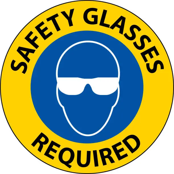 Vector illustration of Floor Sign, Safety Glasses Required