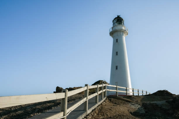 istock Path and railing leading to Castlepoint Lighthouse and coastline 1461134716