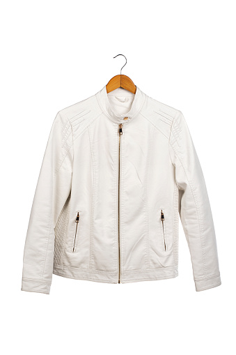 Female leather jacket on white background