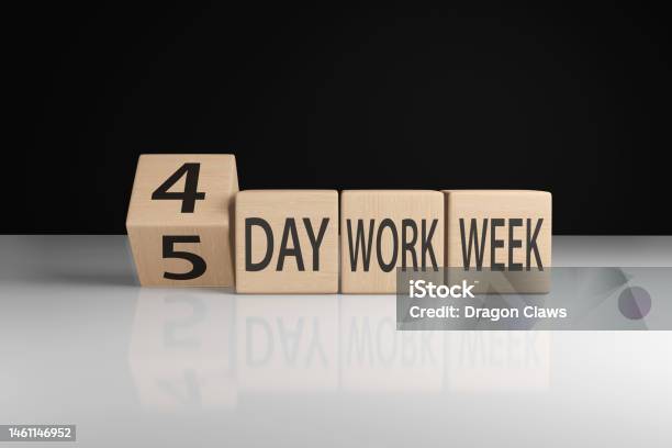 Wooden Blocks Showing The Term 4day Work Week Illustration Of The Concept Of The Trend And Widespread Of 4 Working Days Per Week Stock Photo - Download Image Now