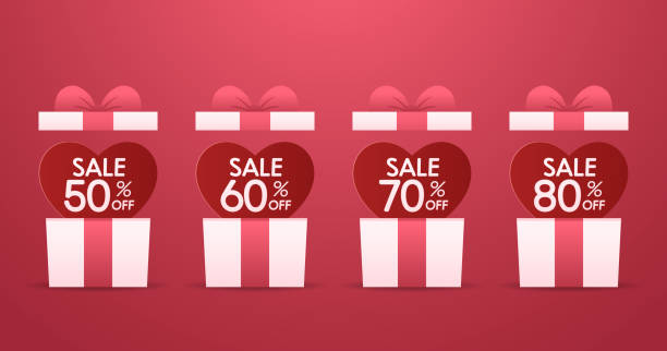 ilustrações de stock, clip art, desenhos animados e ícones de promo web banner for valentine's day sale. beautiful background with red hearts. vector illustration with seasonal offer. - candy cane flash