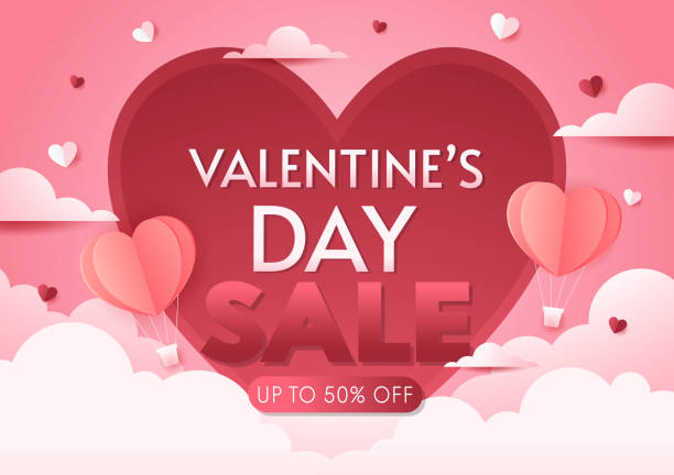 ilustrações de stock, clip art, desenhos animados e ícones de promo web banner for valentine's day sale. beautiful background with red hearts. vector illustration with seasonal offer. - candy cane flash