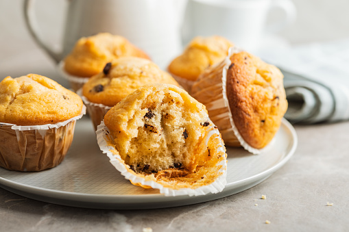 Sweet vanilla muffins on the plate.