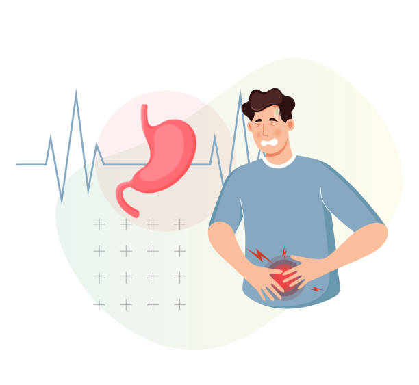 istock Person with Stomach Pain - Stock Illustration 1461152254