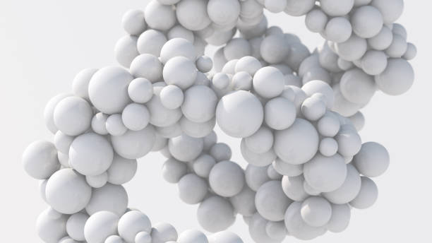 istock Spiral with white balls. Abstract illustration, 3d render, close-up. 1461154430