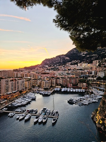 Old town and Prince Palace on the rock in Mediterranean Sea, Monaco, southern France
