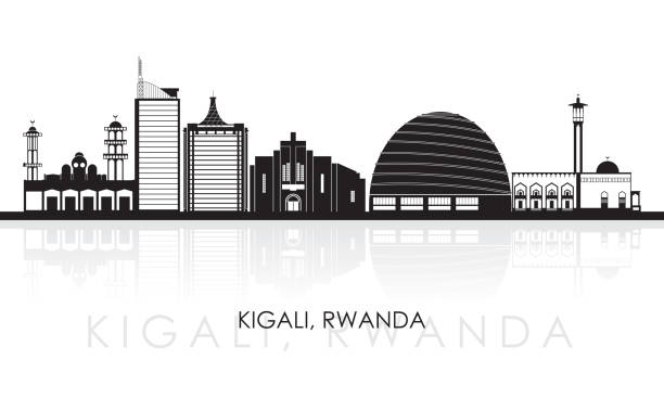 ilustraciones, imágenes clip art, dibujos animados e iconos de stock de silueta panorama del horizonte de la ciudad de kigali, ruanda - genocide